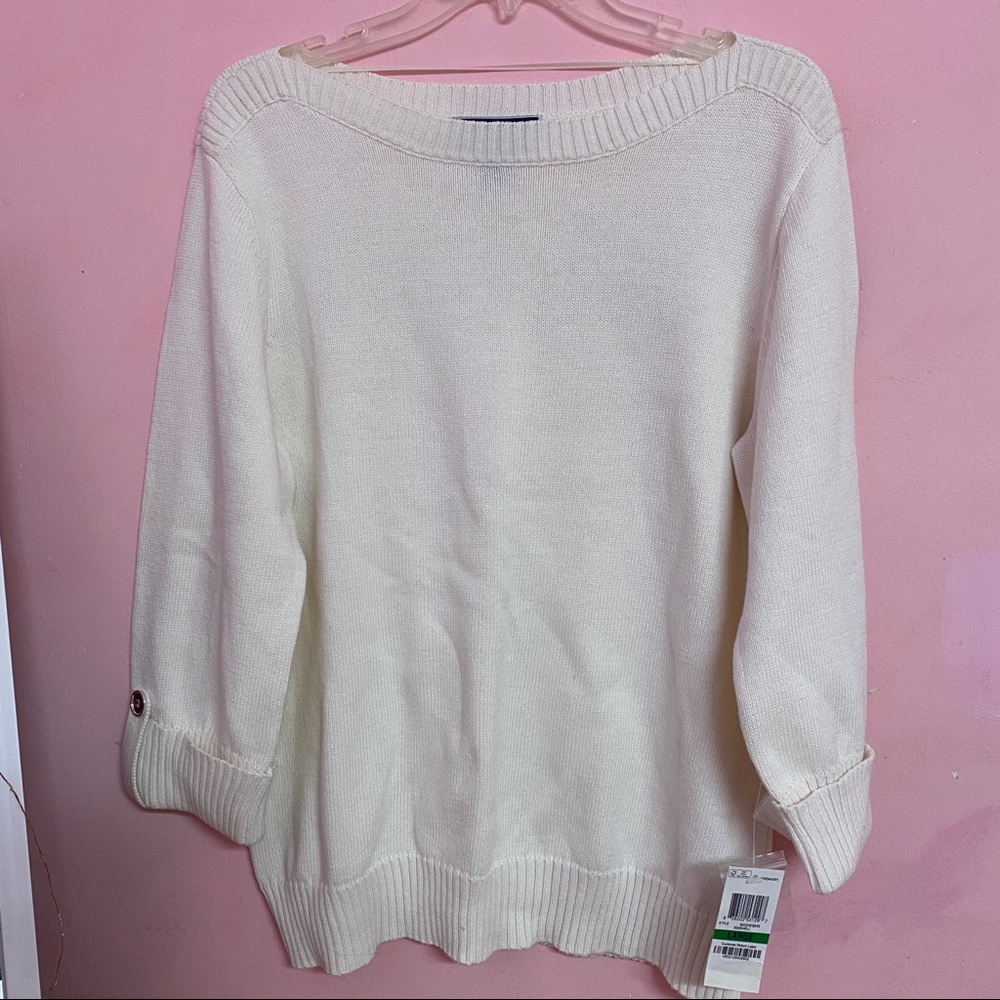 Karen Scott scoop neck white sweater